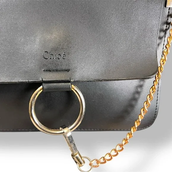 Chloe Faye Black Leather Ring Crossbody Bag - Picture 5 of 12